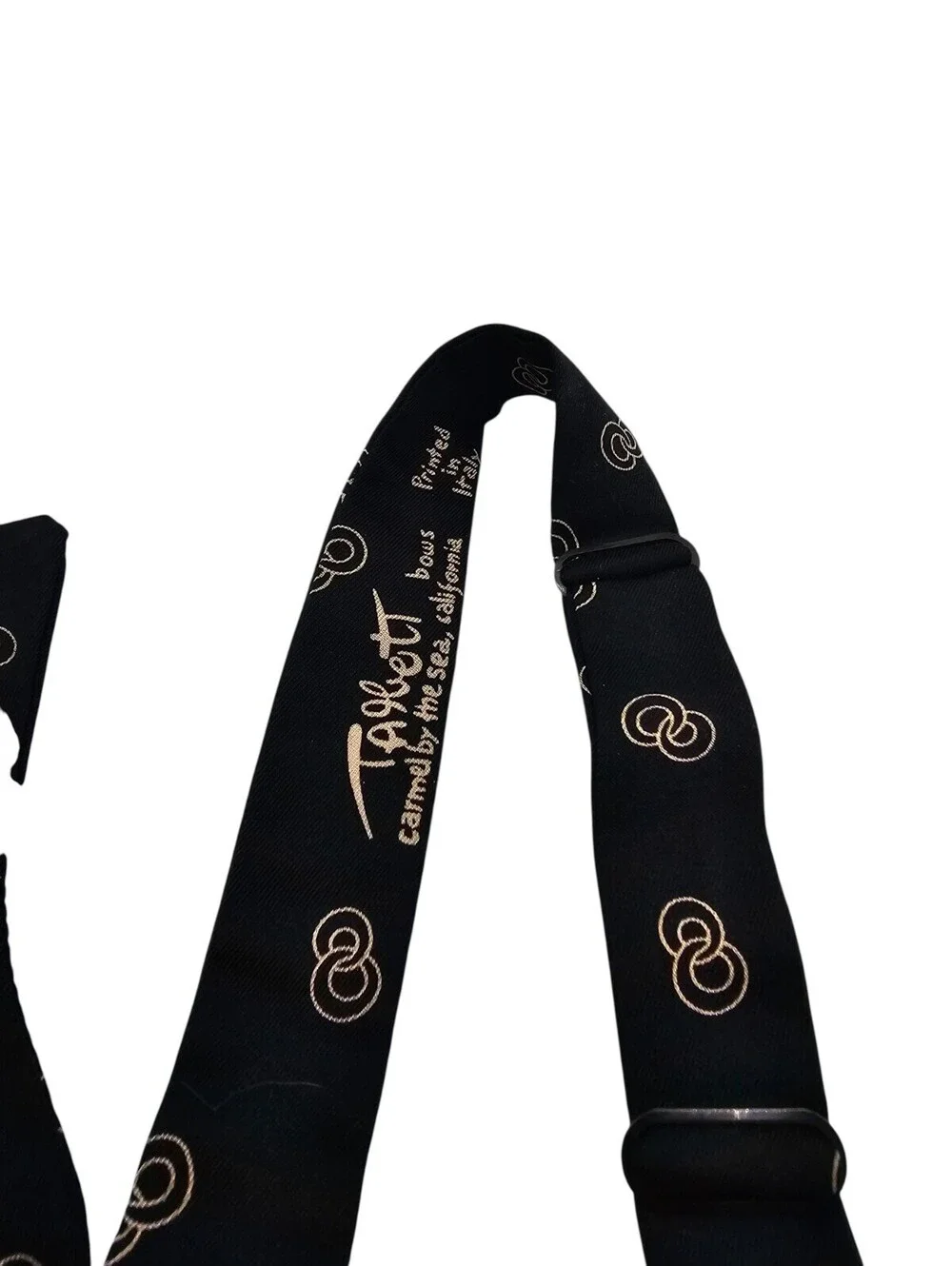 Vintage Robert Talbott Italy Mens Self Tie Bowtie Black Cream Formal